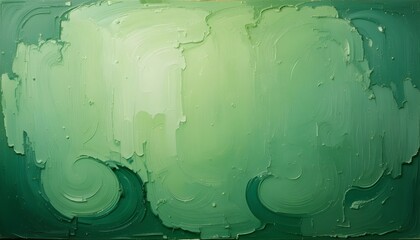 Textured green wide canvas with expressive oil paint strokes, abstract artistic background illustration