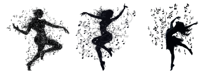 Dynamic Silhouettes of Dancers Expressing Movement and Emotion, PNG bundle collection, Isolated on Transparent Background