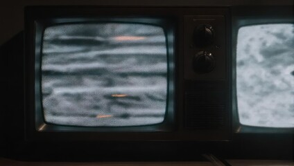 Vintage Television Screens Displaying Static and Glitches.