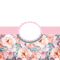 wedding invitation card with pink flowers, frame text space, marry me, valentine day