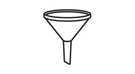 A simple line drawing of a funnel on a white background