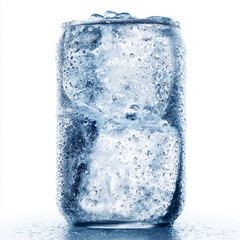 Zero-calorie sparkling water can, ice-cold condensation droplets macro, modern health branding