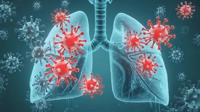 Virus in a lung. Respiratory disease.