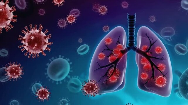 Virus in a lung. Respiratory disease.