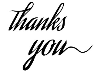 Obraz premium A elegant hand lettering “tank you” typography, decorative script design, PNG format with transparent background.