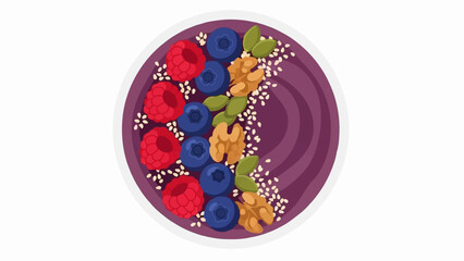 A vibrant smoothie bowl brimming with fresh berries, nuts, and seeds