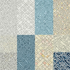 Geometric Pattern Textile Swatches in Various Colors and Designs.