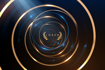Gold and blue circle lines with light effects