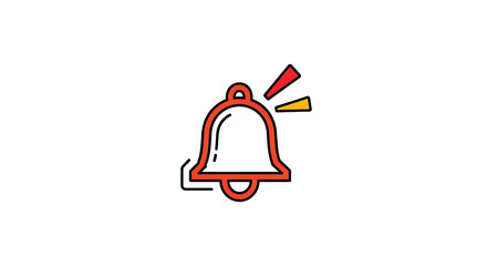 A notification bell icon with a red outline and alert signals