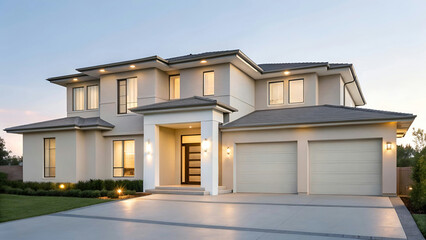 A modern and historic building with columns stands in the city, showing luxury residential and office architecture with balconies and large windows under the sky