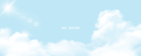 Sky Blue,Cloud poster, cards, banner, Background, Summer Clear Sky over beach, realistic nature sunrise in ,Spring panorama white clouds over blue ocean,Sunset landscape, for cosmetic, ads, web cover