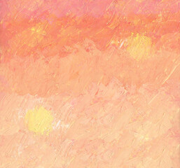 Abstract water background with  sun in impressionist style  Color illustration for your design. Hand-drawn drawing.