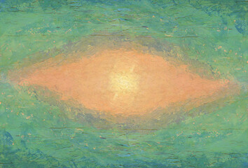 Abstract water background with  sun in impressionist style  Color illustration for your design. Hand-drawn drawing.