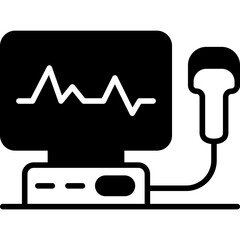 Echocardiogram Heart Ultrasound Fill Icon: Cardiology and Medical Check