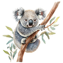 Watercolor illustration vector of Koala, isolated on a clean white background. © deltrion