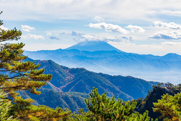 日本の風景・秋　山梨県甲府市　紅葉の昇仙峡　パノラマ台から富士山を望む © Yuta1127