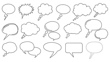 Fototapeta premium Collection of various speech bubbles and thought clouds for comics