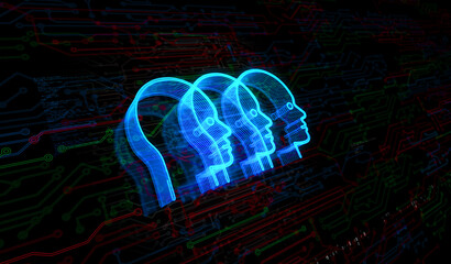 Ai head artificial intelligence symbol digital concept 3d illustration