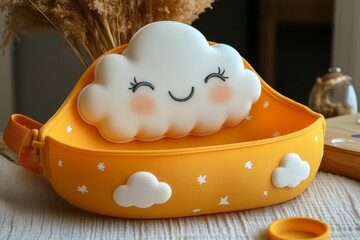 selective focus stylish and clean baby bib with food pocket