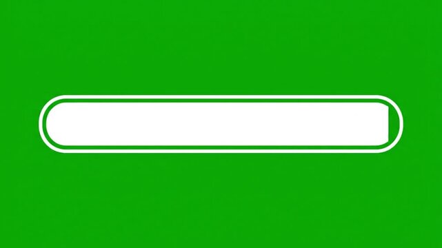 Horizontal white progress bar filling, flat minimal design, chroma green background, seamless loop animation, 4K