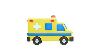 3D Render of a Cartoon Ambulance