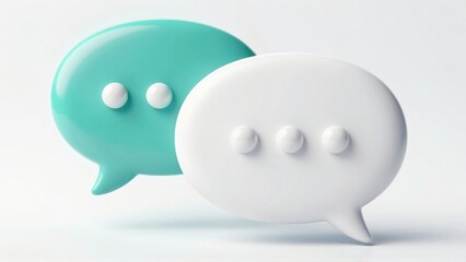 3D turquoise and white speech bubbles with dots