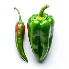 green pepper chili on isolated white background