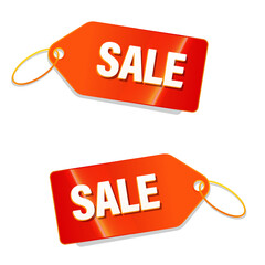 Orange sale  price tags isolated on white background