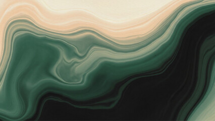 Abstract Marble Ink Gradient Background with Emerald, Ivory, and Deep Black Swirls