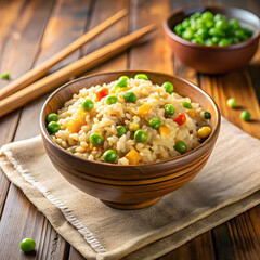 japan rice fired with peas