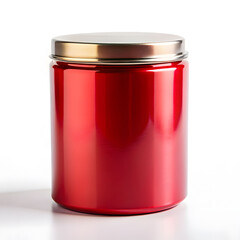 red stainless jar on isolated white background