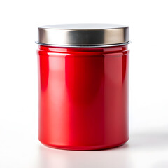red stainless jar on isolated white background