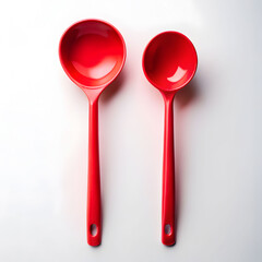 red ladle spoon on white background
