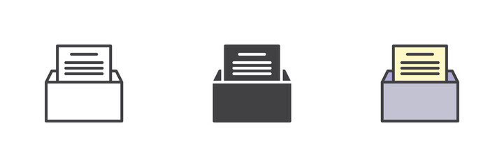 Folder with document line, solid, colorful different style icon set pack