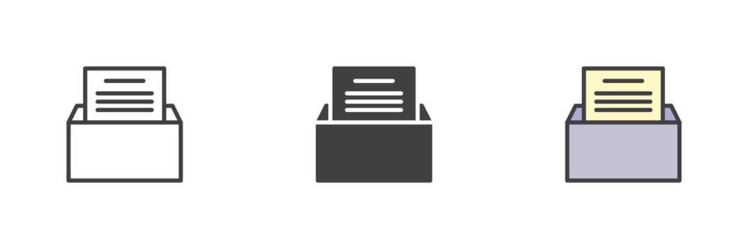 Folder with document line, solid, colorful different style icon set pack