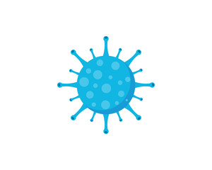 Virus icon. Blue virus illustration for medical, healthcare, biology, infection, pandemic and disease awareness isolated on white background