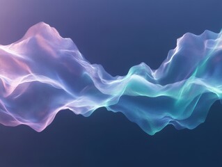 Colorful waves of light move across a dark background in an abstract design with a smooth flowing effect