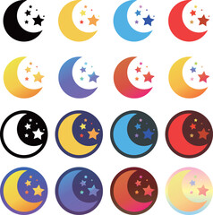 月と星のアイコン　セット