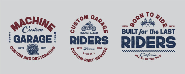 Fototapeta premium set of Motorcycle racing badges club emblems tshirt design Retro Racing Typography Graphics