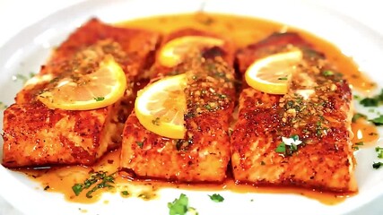 Cajun honey butter salmon cooked with bold spices and smooth buttery glaze. This salmon seafood dish delivers sweet heat flavor, ideal for restaurant menus gourmet dining, and luxury food presentation