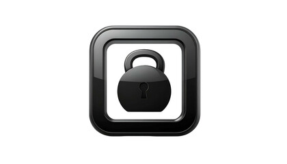 Shiny black padlock within a square on black background, hinting at security