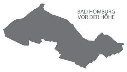 Bad Homburg vor der H&ouml;he city map with boroughs grey illustration silhouette shape