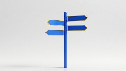 Blue signpost with four arrow signs