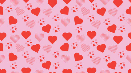 red heart shape seamless pattern on pink background