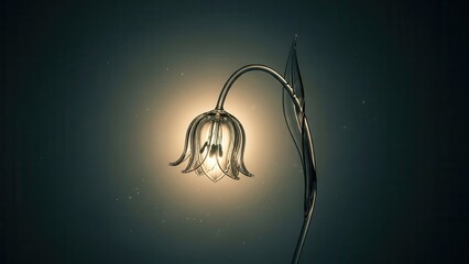 Elegant Flower-Shaped Lamp Illuminating a Dark Room.