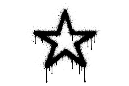 Grunge dripping star with paint splatter effect on white background