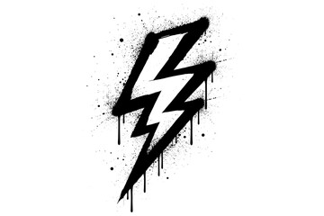 Grunge dripping lightning bolt with splatter effect on white background