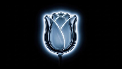 Glowing Blue Rose on a Dark Background.