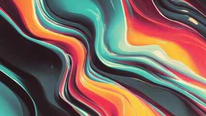 Abstract swirl of neon colors — turquoise, pink, orange and yellow ribbons twisting and blending in glossy strokes. Concept Neon Abstract Art, Glossy Color Swirls, Ribbon Motion Imagery