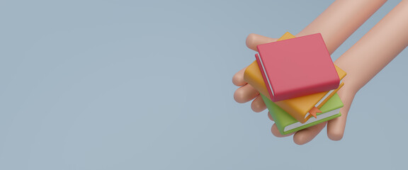 International book giving day, February 14. Book day. Suitable for greeting card, poster and banner minimal cartoon design. Conceptual of education and learning. Mutual respect. 3d render illustration